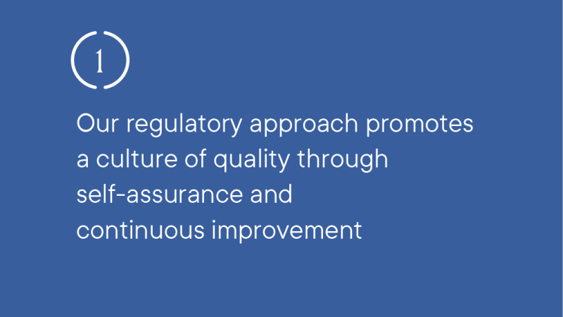 Strategic Objective 1 Our regulatory approach promotes a culture of quality through self-assurance and continuous improvement